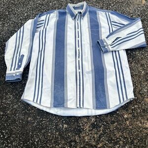Abercrombie & Fitch Blue and White Striped Casual Shirt